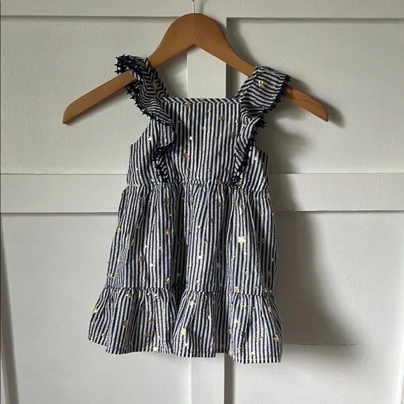 Cat & Jack | Dresses | Cat Jack Navy And White Striped Dress With Gold  Stars Accents | Poshmark